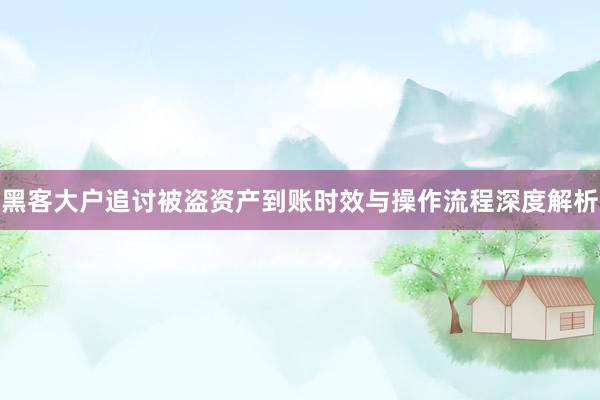 黑客大户追讨被盗资产到账时效与操作流程深度解析